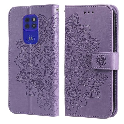 7-petal Flowers Embossing Pattern Horizontal Flip PU Leather Case with Holder & Card Slots & Wallet & Photo Frame, For Motorola Moto G Play 2021, For Motorola Moto G9 Play / E7 Plus, For Motorola Moto G100 / Edge S