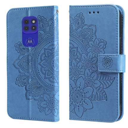 7-petal Flowers Embossing Pattern Horizontal Flip PU Leather Case with Holder & Card Slots & Wallet & Photo Frame, For Motorola Moto G Play 2021, For Motorola Moto G9 Play / E7 Plus, For Motorola Moto G100 / Edge S