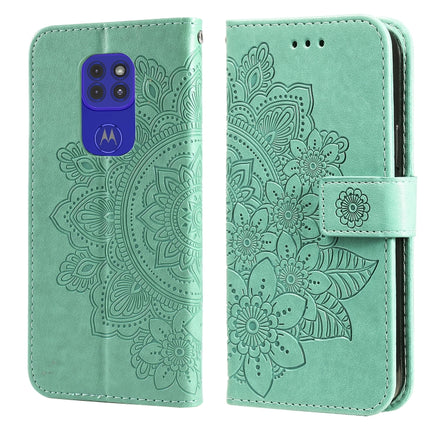7-petal Flowers Embossing Pattern Horizontal Flip PU Leather Case with Holder & Card Slots & Wallet & Photo Frame, For Motorola Moto G Play 2021, For Motorola Moto G9 Play / E7 Plus, For Motorola Moto G100 / Edge S