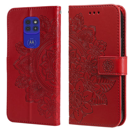7-petal Flowers Embossing Pattern Horizontal Flip PU Leather Case with Holder & Card Slots & Wallet & Photo Frame, For Motorola Moto G Play 2021, For Motorola Moto G9 Play / E7 Plus, For Motorola Moto G100 / Edge S