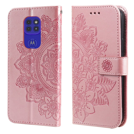 7-petal Flowers Embossing Pattern Horizontal Flip PU Leather Case with Holder & Card Slots & Wallet & Photo Frame, For Motorola Moto G Play 2021, For Motorola Moto G9 Play / E7 Plus, For Motorola Moto G100 / Edge S