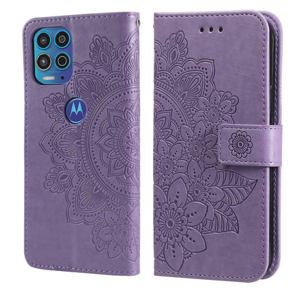 7-petal Flowers Embossing Pattern Horizontal Flip PU Leather Case with Holder & Card Slots & Wallet & Photo Frame, For Motorola Moto G Play 2021, For Motorola Moto G9 Play / E7 Plus, For Motorola Moto G100 / Edge S