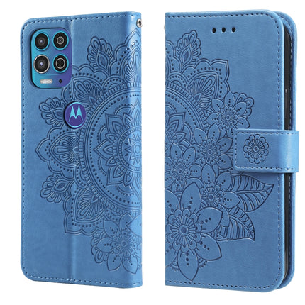7-petal Flowers Embossing Pattern Horizontal Flip PU Leather Case with Holder & Card Slots & Wallet & Photo Frame, For Motorola Moto G Play 2021, For Motorola Moto G9 Play / E7 Plus, For Motorola Moto G100 / Edge S