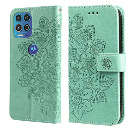7-petal Flowers Embossing Pattern Horizontal Flip PU Leather Case with Holder & Card Slots & Wallet & Photo Frame, For Motorola Moto G Play 2021, For Motorola Moto G9 Play / E7 Plus, For Motorola Moto G100 / Edge S