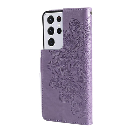 7-petal Flowers Embossing Pattern Horizontal Flip PU Leather Case with Holder & Card Slots & Wallet & Photo Frame, For Samsung Galaxy S21 Ultra 5G, For Samsung Galaxy S21 5G, For Samsung Galaxy S21 FE, For Samsung Galaxy S21+ 5G