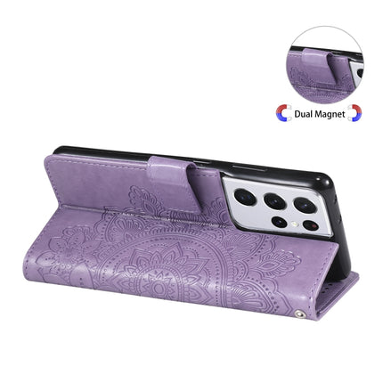 7-petal Flowers Embossing Pattern Horizontal Flip PU Leather Case with Holder & Card Slots & Wallet & Photo Frame, For Samsung Galaxy S21 Ultra 5G, For Samsung Galaxy S21 5G, For Samsung Galaxy S21 FE, For Samsung Galaxy S21+ 5G