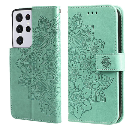 7-petal Flowers Embossing Pattern Horizontal Flip PU Leather Case with Holder & Card Slots & Wallet & Photo Frame, For Samsung Galaxy S21 Ultra 5G, For Samsung Galaxy S21 5G, For Samsung Galaxy S21 FE, For Samsung Galaxy S21+ 5G