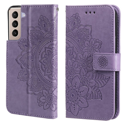 7-petal Flowers Embossing Pattern Horizontal Flip PU Leather Case with Holder & Card Slots & Wallet & Photo Frame, For Samsung Galaxy S21 Ultra 5G, For Samsung Galaxy S21 5G, For Samsung Galaxy S21 FE, For Samsung Galaxy S21+ 5G
