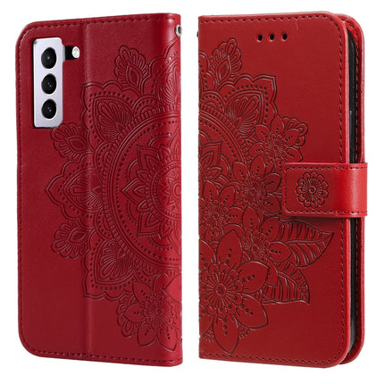 7-petal Flowers Embossing Pattern Horizontal Flip PU Leather Case with Holder & Card Slots & Wallet & Photo Frame, For Samsung Galaxy S21 Ultra 5G, For Samsung Galaxy S21 5G, For Samsung Galaxy S21 FE, For Samsung Galaxy S21+ 5G