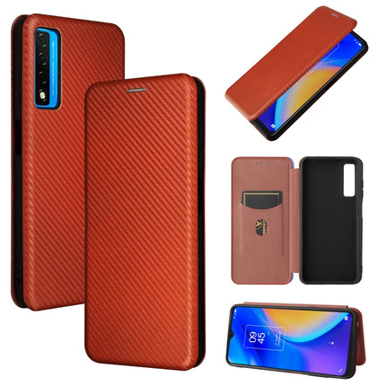 Carbon Fiber Texture Magnetic Horizontal Flip TPU + PC + PU Leather Case with Card Slot, For TCL 20S, For Asus Zenfone 8 / ZS590KS (8 Mini)
