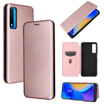 Carbon Fiber Texture Magnetic Horizontal Flip TPU + PC + PU Leather Case with Card Slot, For TCL 20S, For Asus Zenfone 8 / ZS590KS (8 Mini)