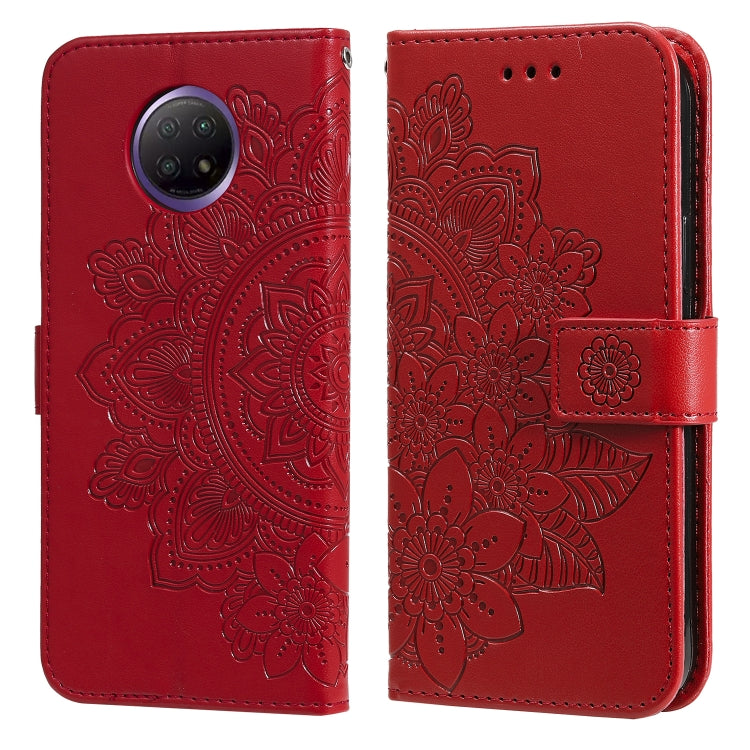 7-petal Flowers Embossing Pattern Horizontal Flip PU Leather Case with Holder & Card Slots & Wallet & Photo Frame, For Xiaomi Redmi Note 9T 5G / Note 9 5G (CN Version), For Xiaomi Redmi Note 9 4G (Foreign Version) / Mi 10X 4G���������������������������...