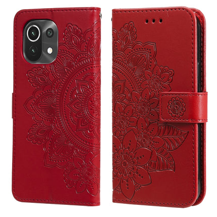 7-petal Flowers Embossing Pattern Horizontal Flip PU Leather Case with Holder & Card Slots & Wallet & Photo Frame, For Xiaomi Mi 10T Lite, For Xiaomi Mi 10T Pro, For Xiaomi Mi 11, For Xiaomi Poco X3/X3 Pro/X3 NFC