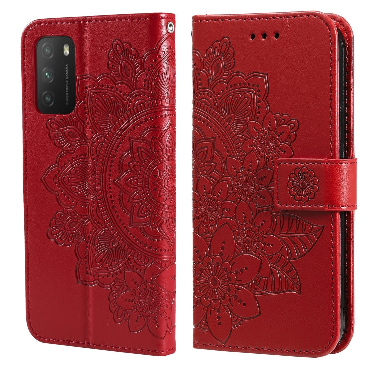 7-petal Flowers Embossing Pattern Horizontal Flip PU Leather Case with Holder & Card Slots & Wallet & Photo Frame, For Xiaomi Mi 11 Ultra, For Xiaomi Mi 11 Lite, For Xiaomi Poco M3 / Redmi Note 9 4G, For Xiaomi Mi 11 Pro