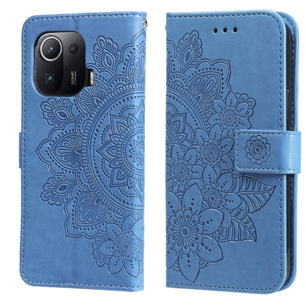 7-petal Flowers Embossing Pattern Horizontal Flip PU Leather Case with Holder & Card Slots & Wallet & Photo Frame, For Xiaomi Mi 11 Ultra, For Xiaomi Mi 11 Lite, For Xiaomi Poco M3 / Redmi Note 9 4G, For Xiaomi Mi 11 Pro