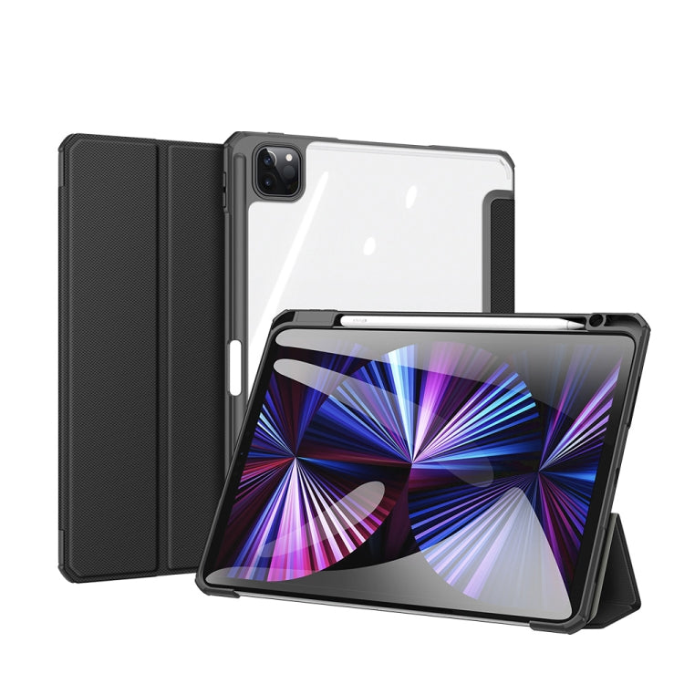 DUX DUCIS TOBY Series - Funda abatible horizontal de piel sintética + PC + TPU a prueba de golpes con soporte y ranura para bolígrafo y función de suspensión/activación, para iPad Pro 11 2022/2021/2020, para iPad Pro 12.9 2022/2021/2020