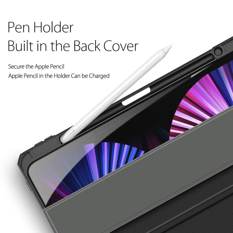 DUX DUCIS TOBY Series - Funda abatible horizontal de piel sintética + PC + TPU a prueba de golpes con soporte y ranura para bolígrafo y función de suspensión/activación, para iPad Pro 11 2022/2021/2020, para iPad Pro 12.9 2022/2021/2020
