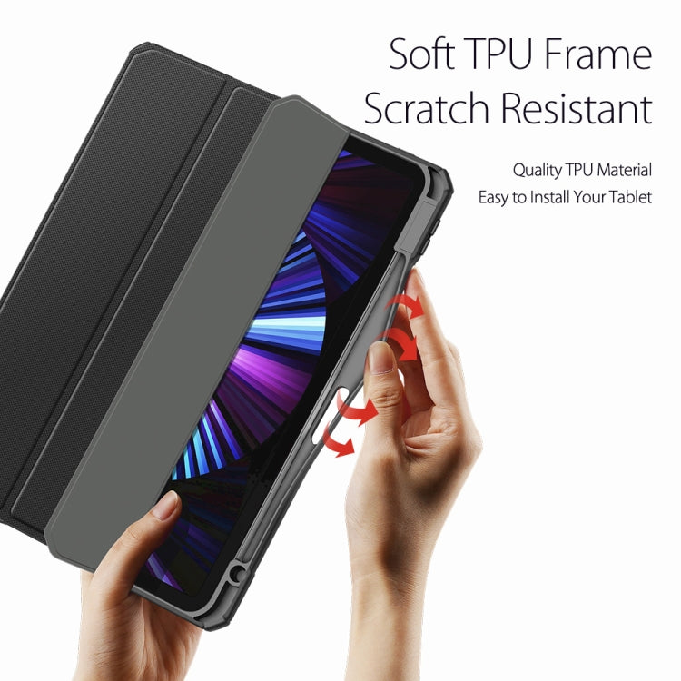 DUX DUCIS TOBY Series - Funda abatible horizontal de piel sintética + PC + TPU a prueba de golpes con soporte y ranura para bolígrafo y función de suspensión/activación, para iPad Pro 11 2022/2021/2020, para iPad Pro 12.9 2022/2021/2020