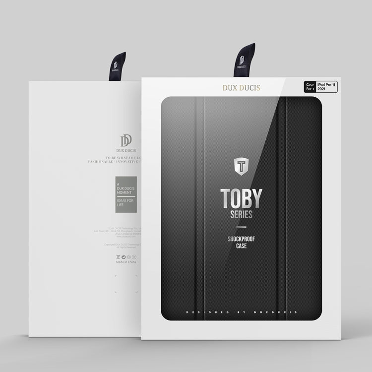DUX DUCIS TOBY Series - Funda abatible horizontal de piel sintética + PC + TPU a prueba de golpes con soporte y ranura para bolígrafo y función de suspensión/activación, para iPad Pro 11 2022/2021/2020, para iPad Pro 12.9 2022/2021/2020