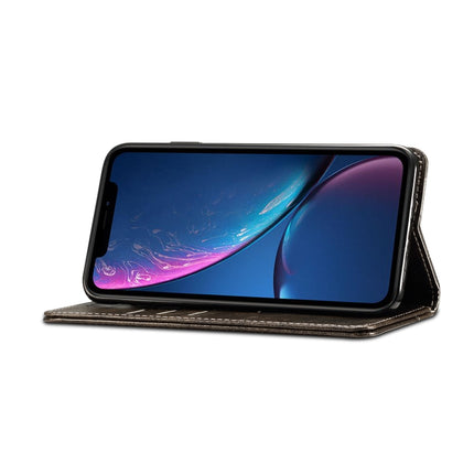 Barocke, schlichte horizontale Klapphülle aus Leder, mit Halter, Kartenfächern und Geldbörse, für iPhone XR, für iPhone XS Max