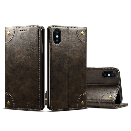 Barocke, schlichte horizontale Klapphülle aus Leder, mit Halter, Kartenfächern und Geldbörse, für iPhone XR, für iPhone XS Max