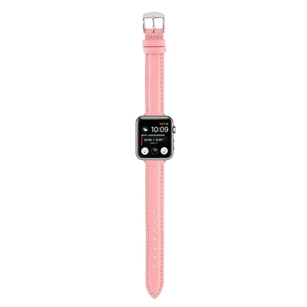 14mm Slim Genuine Leather Strap Watchband For Apple Watch Series, 7 45mm / 6 & SE & 5 & 4 44mm / 3 & 2 & 1 42mm, 7 41mm / 6 & SE & 5 & 4 40mm / 3 & 2 & 1 38mm
