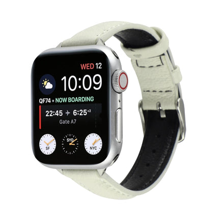14mm Slim Genuine Leather Strap Watchband For Apple Watch Series, 7 45mm / 6 & SE & 5 & 4 44mm / 3 & 2 & 1 42mm, 7 41mm / 6 & SE & 5 & 4 40mm / 3 & 2 & 1 38mm