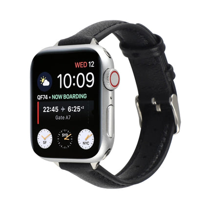 14mm Slim Genuine Leather Strap Watchband For Apple Watch Series, 7 45mm / 6 & SE & 5 & 4 44mm / 3 & 2 & 1 42mm, 7 41mm / 6 & SE & 5 & 4 40mm / 3 & 2 & 1 38mm
