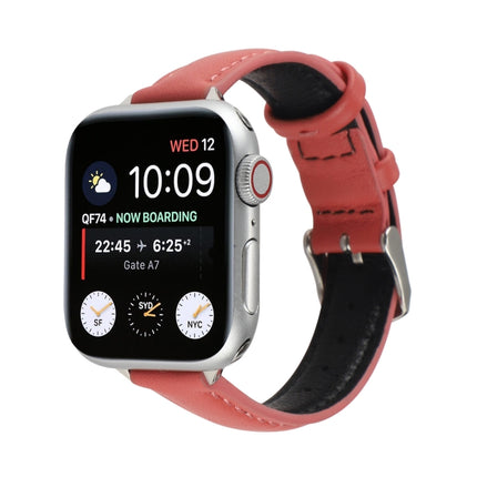 14mm Slim Genuine Leather Strap Watchband For Apple Watch Series, 7 45mm / 6 & SE & 5 & 4 44mm / 3 & 2 & 1 42mm, 7 41mm / 6 & SE & 5 & 4 40mm / 3 & 2 & 1 38mm