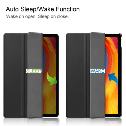 Custer Pattern Pure Color Horizontal Flip Leather Case with Sleep Function & Three-folding Holder, For Lenovo Pad Plus 11 2021