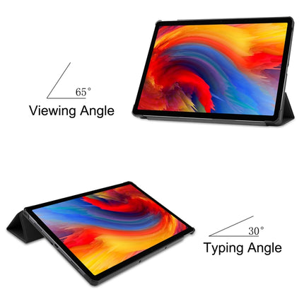 Custer Pattern Pure Color Horizontal Flip Leather Case with Sleep Function & Three-folding Holder, For Lenovo Pad Plus 11 2021