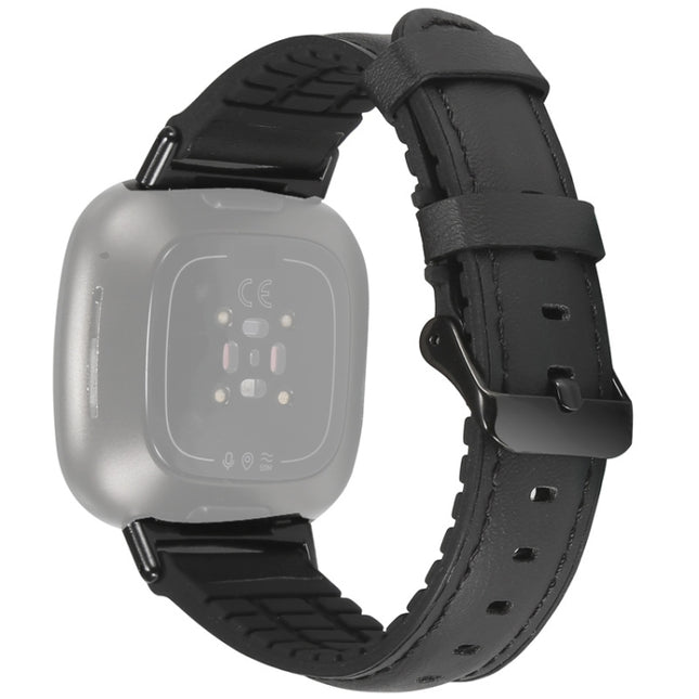 Leather + Silicone Replacement Strap Watchband, For Fitbit Versa 3