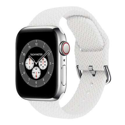 Braided Silicone Replacement Watchbands with Buckle For Apple Watch Series, 7 45mm / 6 & SE & 5 & 4 44mm / 3 & 2 & 1 42mm, 7 41mm / 6 & SE & 5 & 4 40mm / 3 & 2 & 1 38mm