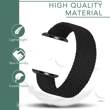 Metal Head Braided Nylon Solid Color Replacement Strap Watchband For Apple Watch Series 6 & SE & 5 & 4 44mm / 3 & 2 & 1 42mm, S 145mm