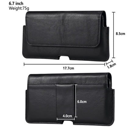 Funda de cuero de vaca universal para teléfono móvil horizontal, riñonera para teléfonos de 6,7 pulgadas o menos, para teléfonos de 6,7 pulgadas o menos