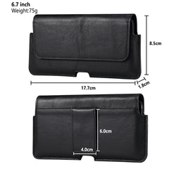 Universal Cow Leather Horizontal Mobile Phone Leather Case Waist Bag For 6.7 inch and Below Phones, For 6.7 inch and Below Phones