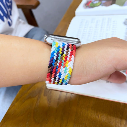 Rainbow Braided Single Loop Replacement Watchbands, Size: S 135mm For Apple Watch Series 6 & SE & 5 & 4 44mm / 3 & 2 & 1 42mm, S 135mm 44mm / 42mm
