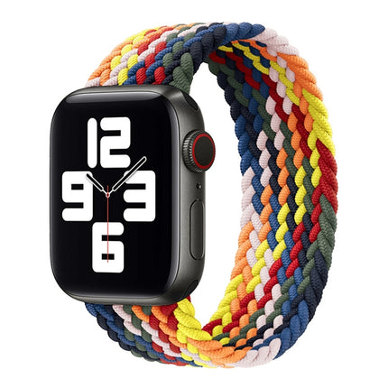 Rainbow Braided Single Loop Replacement Watchbands, Size: S 135mm For Apple Watch Series 6 & SE & 5 & 4 44mm / 3 & 2 & 1 42mm, S 135mm 44mm / 42mm
