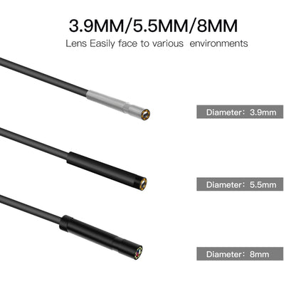 P60A 8mm 1080P 2.4 inch IPS Screen IP68 Waterproof HD Digital Endoscope, 8mm 2m Hard Cable, 8mm 5m Hard Cable, 8mm 10m Hard Cable