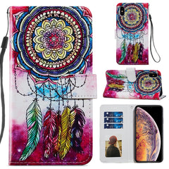 Painted Pattern Horizontal Flip Leather Case with Holder & Card Slots & Photo Frame, For iPhone X / XS, For iPhone XS Max, For iPhone 12 / 12 Pro