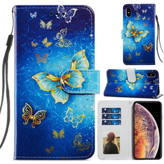 Painted Pattern Horizontal Flip Leather Case with Holder & Card Slots & Photo Frame, For iPhone X / XS, For iPhone XS Max, For iPhone 12 / 12 Pro