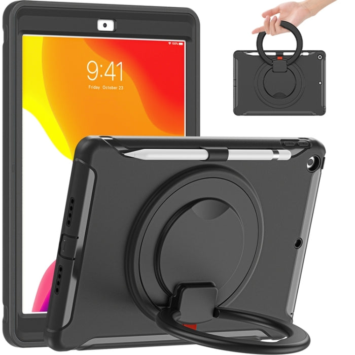 Funda protectora de silicona y PC a prueba de golpes con asa plegable con rotación de 360 ​​grados y ranura para bolígrafo, para iPad 10.2 2021/2020/2019