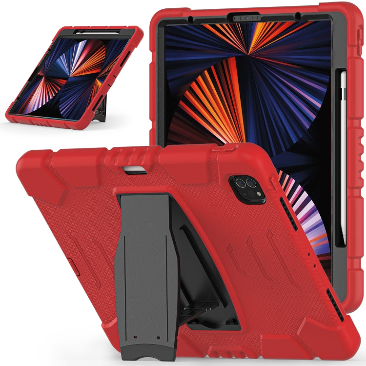 3-lagiger Schutzbildschirmrahmen + PC + stoßfeste Silikon-Kombinationshülle mit Halterung, für iPad Pro 12.9 2022/2021, für iPad Pro 12.9 2020