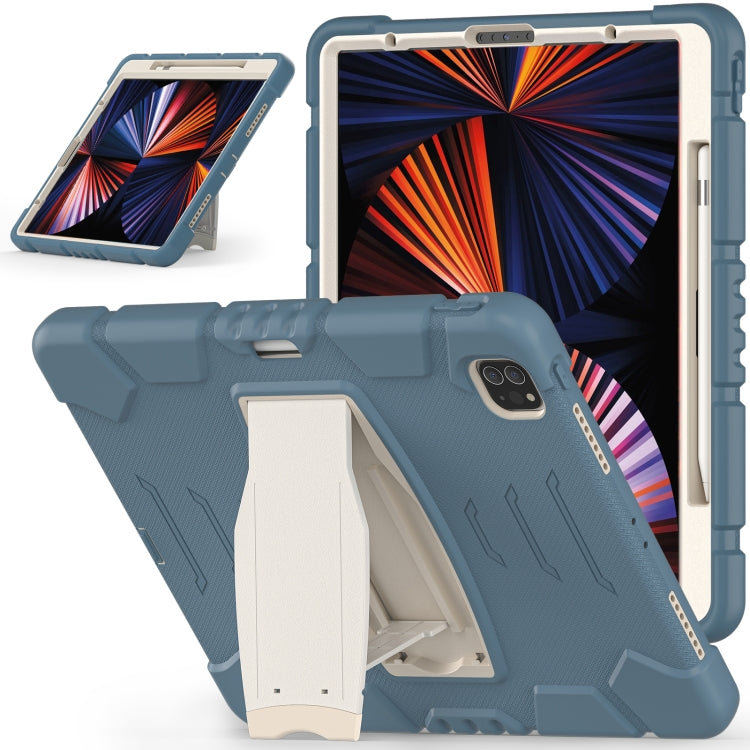 3-lagiger Schutzbildschirmrahmen + PC + stoßfeste Silikon-Kombinationshülle mit Halterung, für iPad Pro 12.9 2022/2021, für iPad Pro 12.9 2020