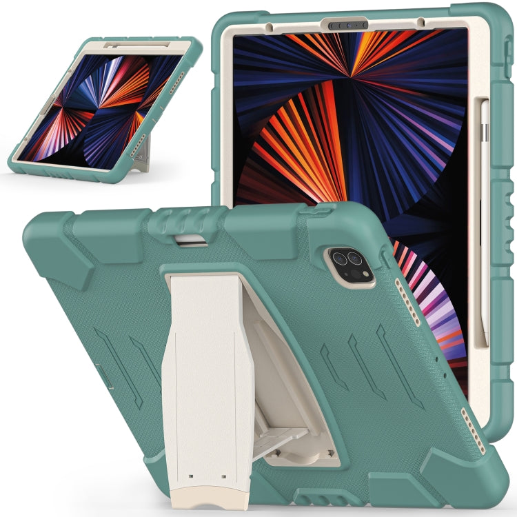 3-lagiger Schutzbildschirmrahmen + PC + stoßfeste Silikon-Kombinationshülle mit Halterung, für iPad Pro 12.9 2022/2021, für iPad Pro 12.9 2020