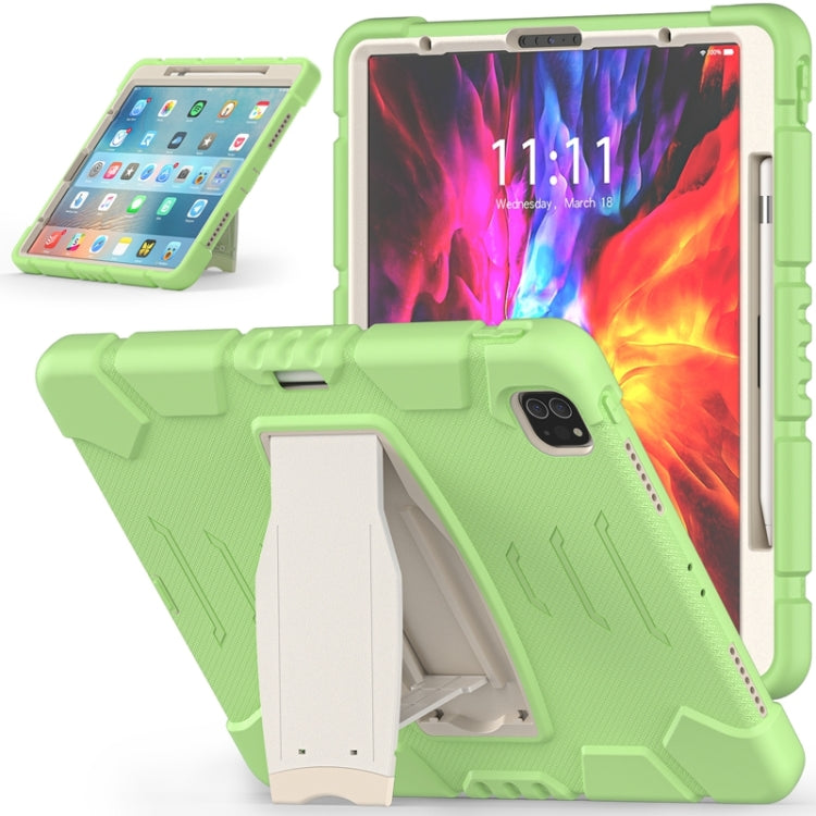 3-lagiger Schutzbildschirmrahmen + PC + stoßfeste Silikon-Kombinationshülle mit Halterung, für iPad Pro 12.9 2022/2021, für iPad Pro 12.9 2020