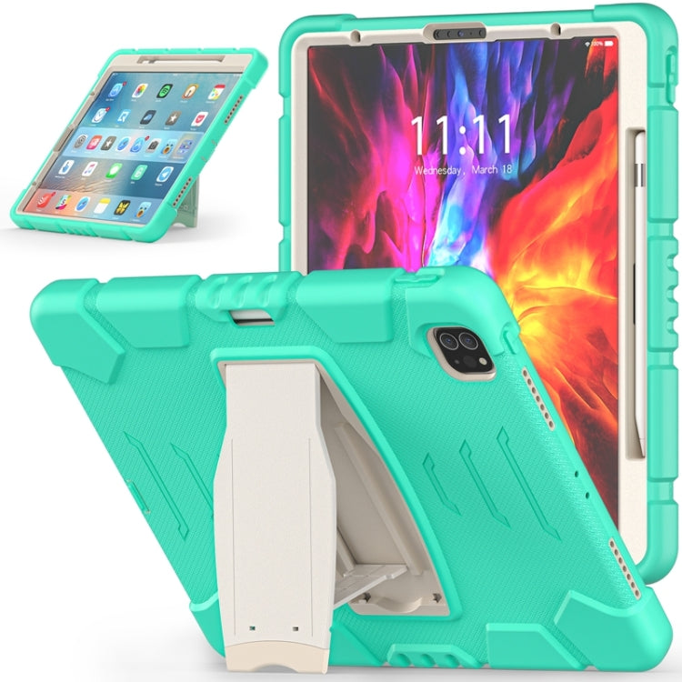 3-lagiger Schutzbildschirmrahmen + PC + stoßfeste Silikon-Kombinationshülle mit Halterung, für iPad Pro 12.9 2022/2021, für iPad Pro 12.9 2020