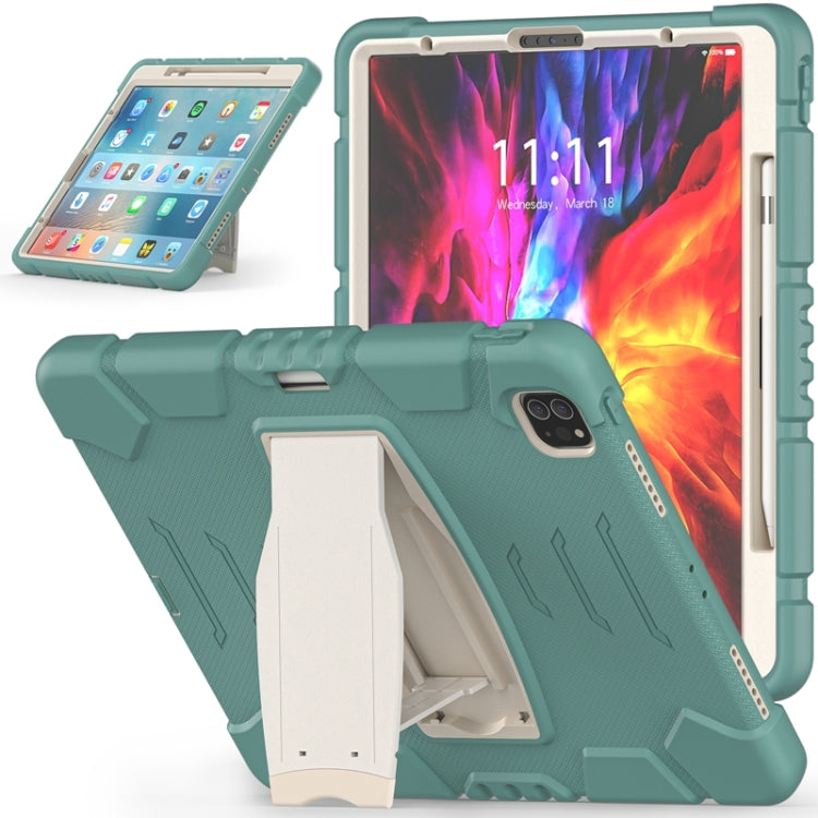 3-lagiger Schutzbildschirmrahmen + PC + stoßfeste Silikon-Kombinationshülle mit Halterung, für iPad Pro 12.9 2022/2021, für iPad Pro 12.9 2020