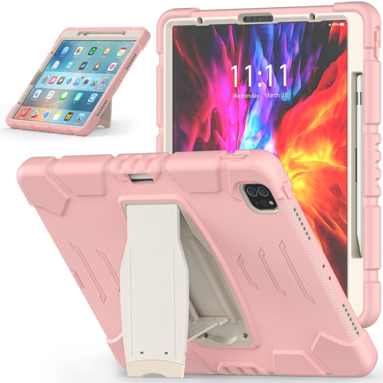 3-lagiger Schutzbildschirmrahmen + PC + stoßfeste Silikon-Kombinationshülle mit Halterung, für iPad Pro 12.9 2022/2021, für iPad Pro 12.9 2020