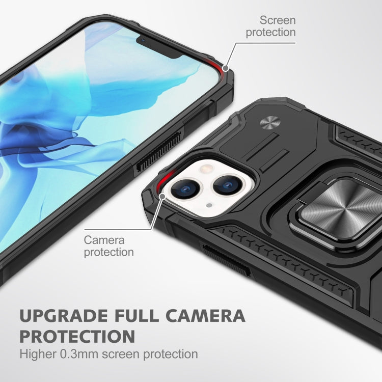 Magnetic Armor Shockproof TPU + PC Case with Metal Ring Holder, For iPhone 13 Pro
